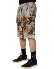 Dolce & Gabbana Beige Floral Print Silk Men Bermuda Shorts - IT50 | L