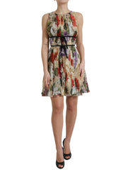 Dolce & Gabbana Beige Floral Sleeveless A-line Mini Dress - Dresses