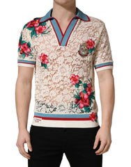 Dolce & Gabbana bézs virágos Teniszklub hímzett póló - IT46 | S