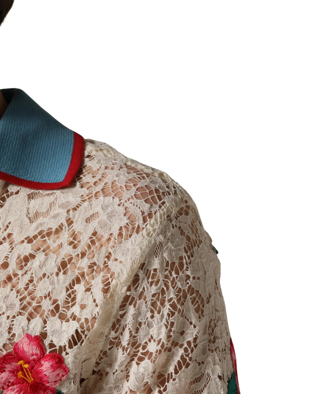 Dolce & Gabbana bézs Virágos Teniszklub hímzéssel ellátott lace póló - IT46 | S