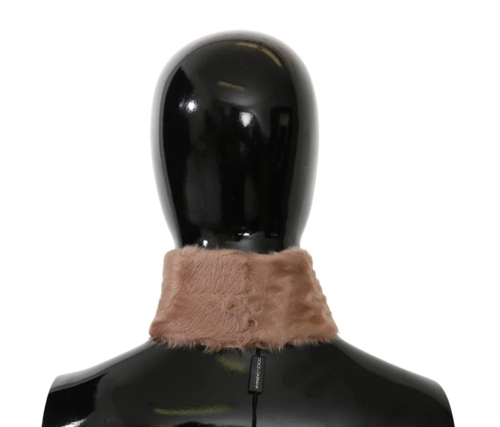 Dolce & Gabbana Beige Fur Neck Collar Lambskin Scarf - Scarves & Shawls