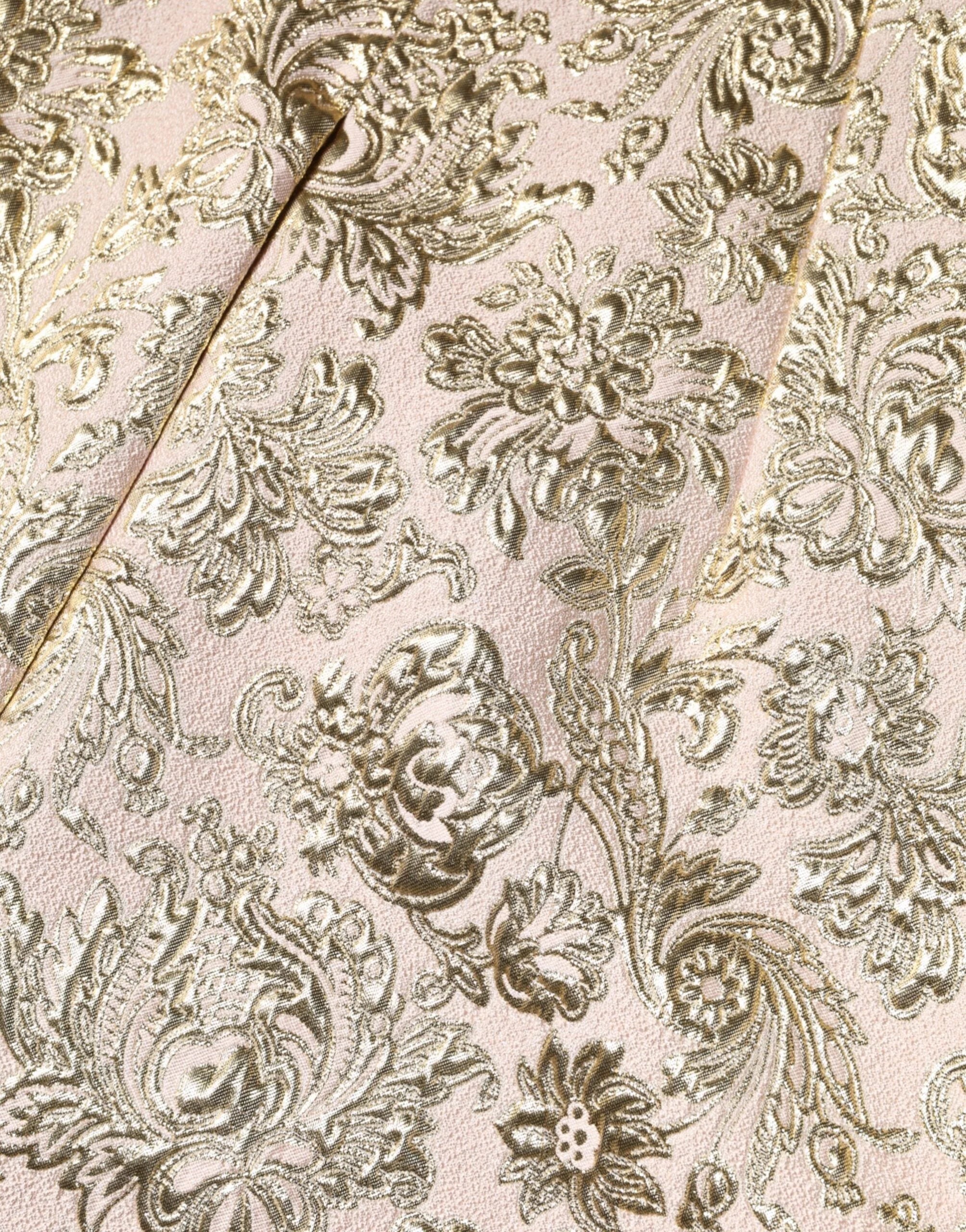 Dolce & Gabbana Beige Gold Floral Brocade Sleeveless Dress - IT42|M