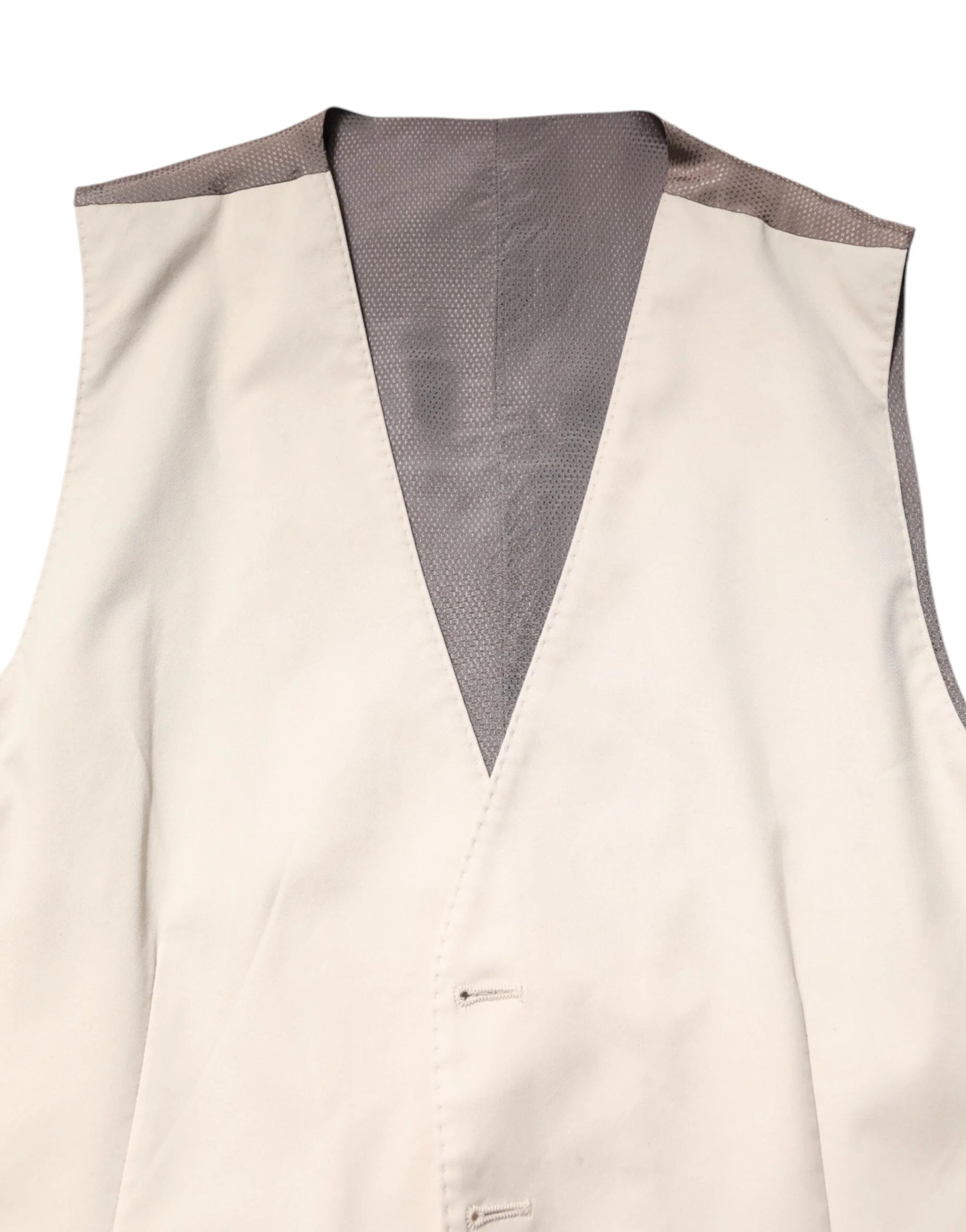 Dolce & Gabbana Beige Gray Dress Men Formal Waistcoat Vest - IT48 | M - Vests