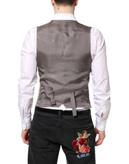 Dolce & Gabbana Beige Gray Dress Men Formal Waistcoat Vest - IT48 | M - Vests