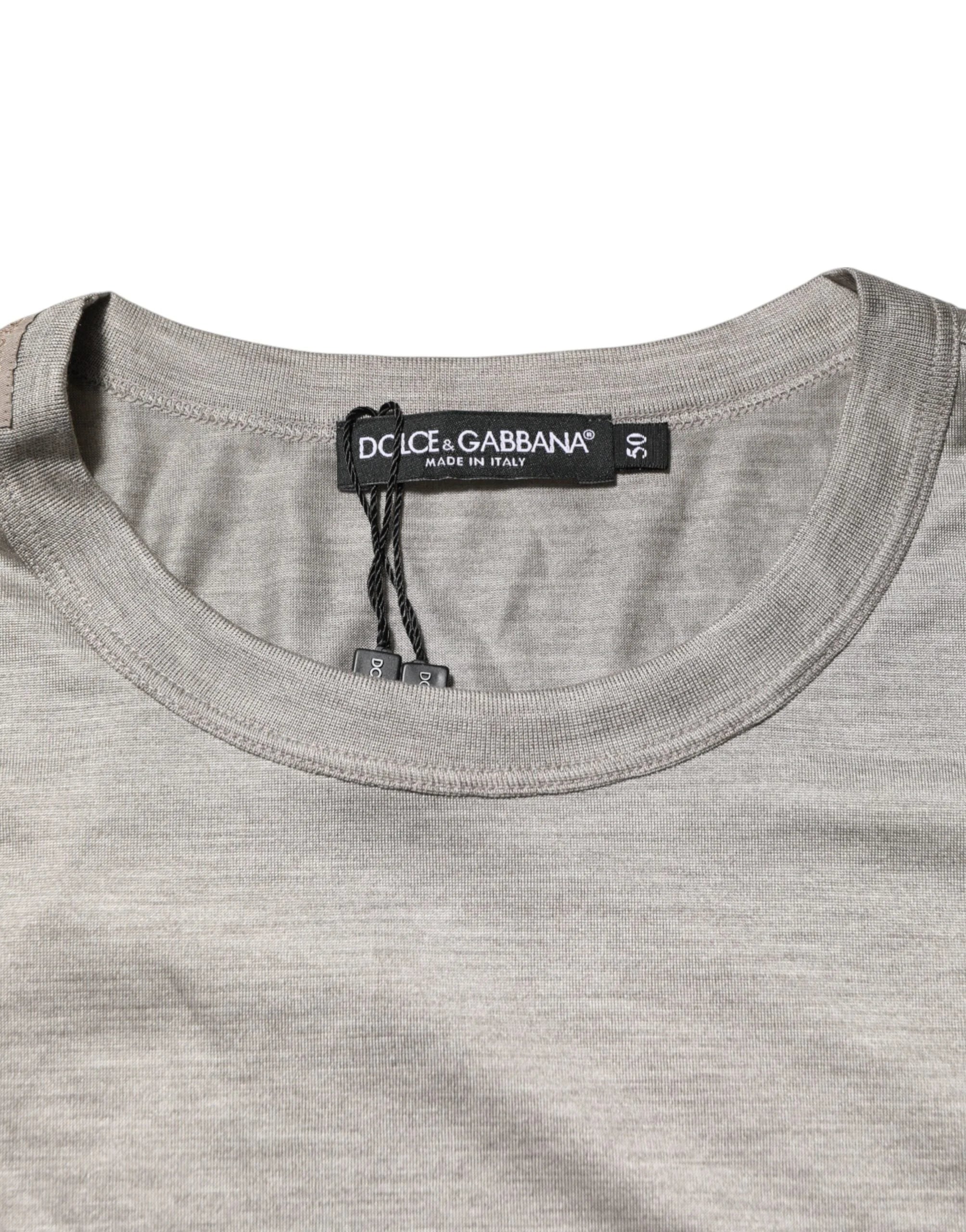Dolce & Gabbana Beige Hazelnut Cotton Shortsleeve Shirt T-shirt - IT52 | XL