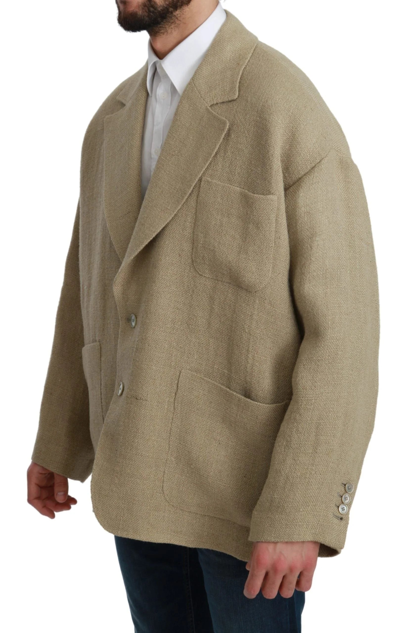 Dolce & Gabbana Beige Jacket Coat 100% Jute Blazer Coat - IT48 | L - Sport Jackets