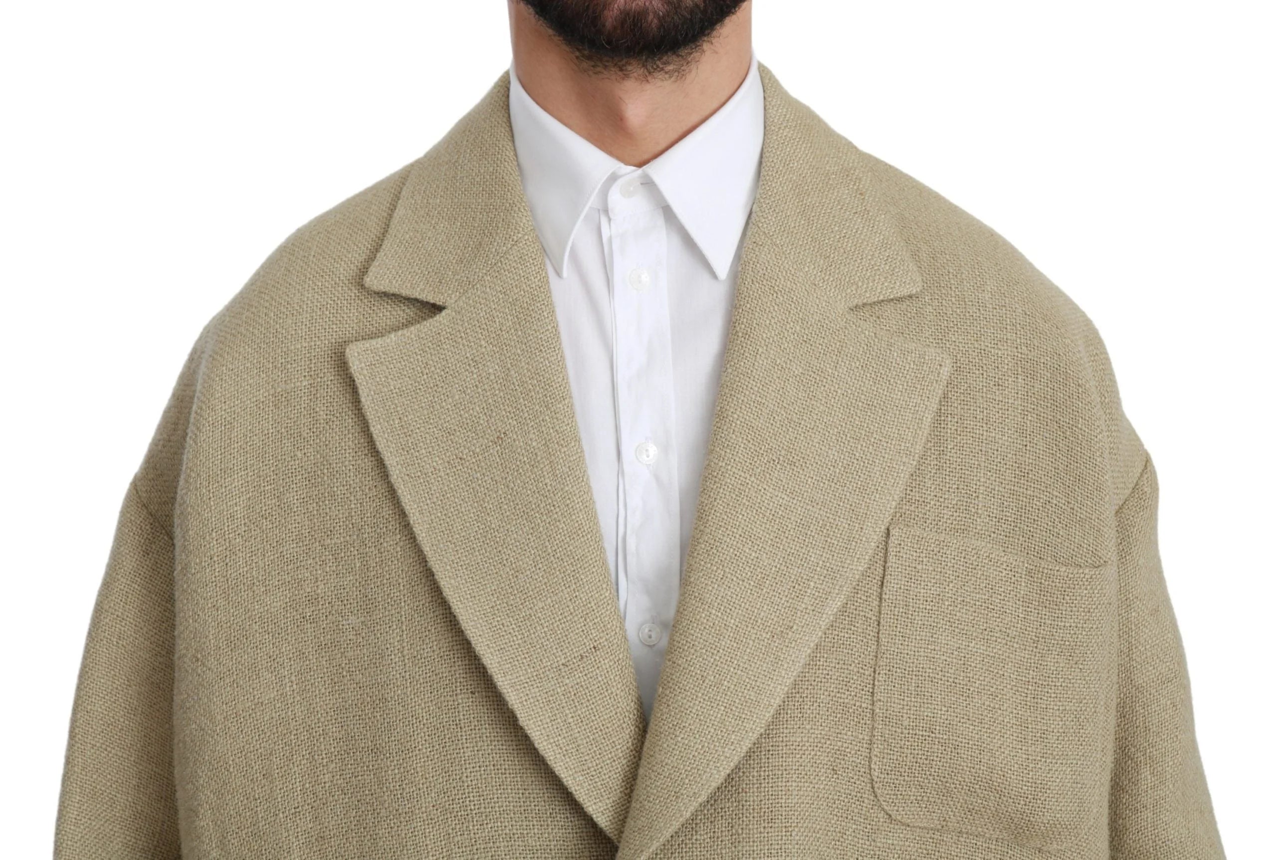Dolce & Gabbana Beige Jacket Coat 100% Jute Blazer Coat - IT48 | L - Sport Jackets