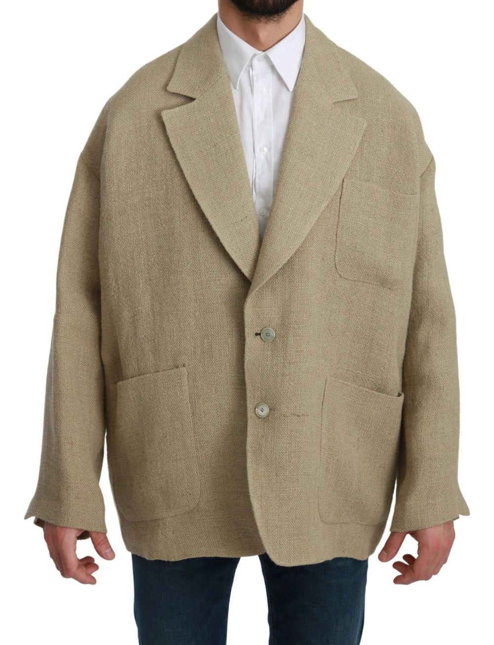 Dolce & Gabbana Beige Jacket Coat 100% Jute Blazer Coat - IT48 | L - Sport Jackets