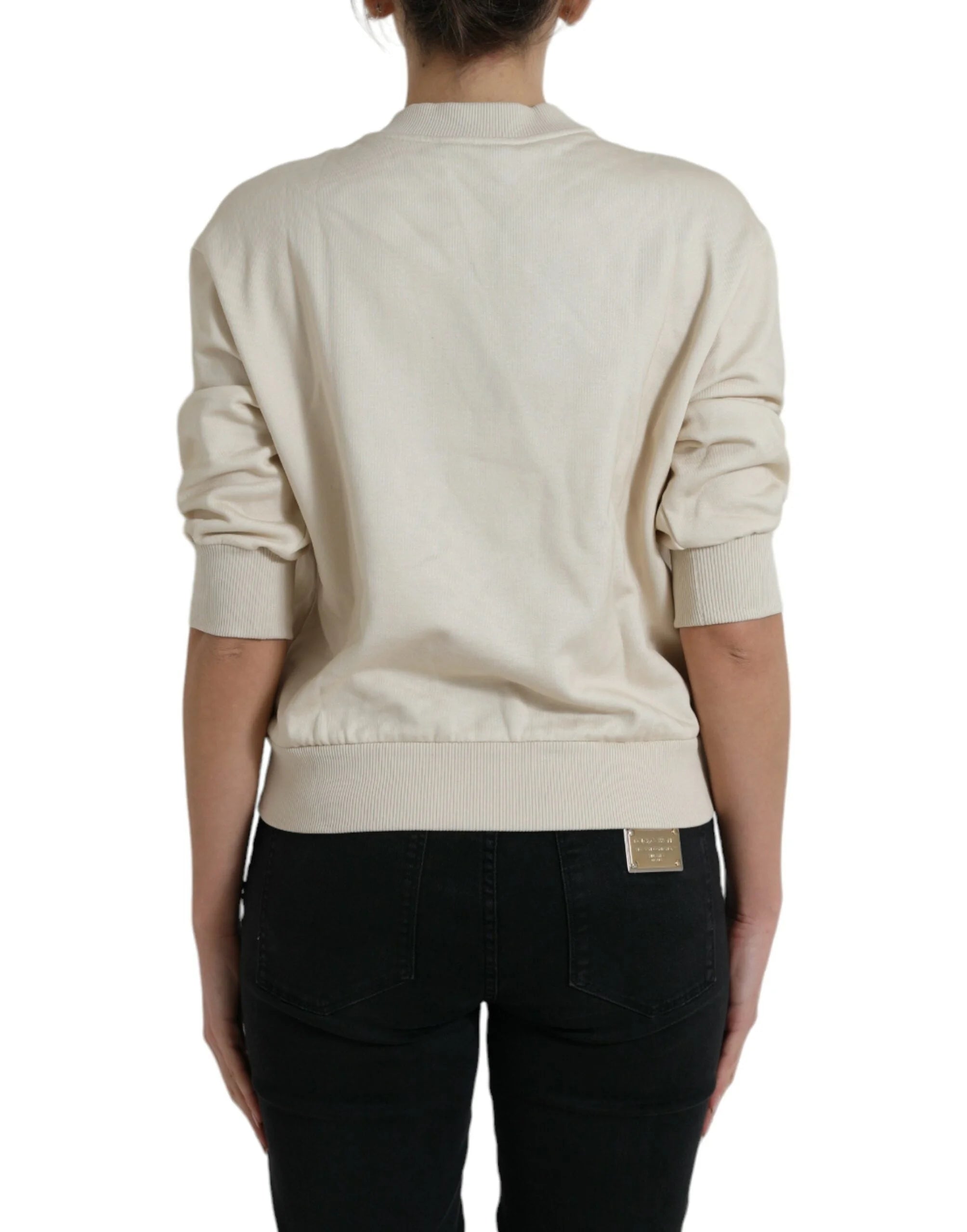 Dolce & Gabbana Beige Jungle Printed Cotton Pullover Sweater - IT38 | XS - Sweaters