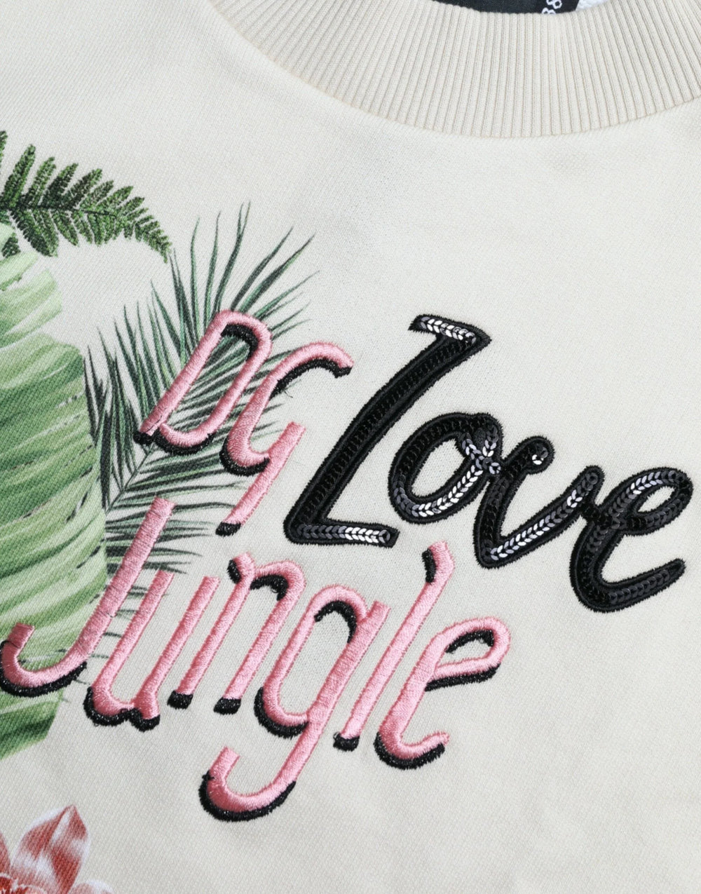 Dolce & Gabbana Beige Jungle Printed Cotton Pullover Sweater - IT38 | XS - Sweaters