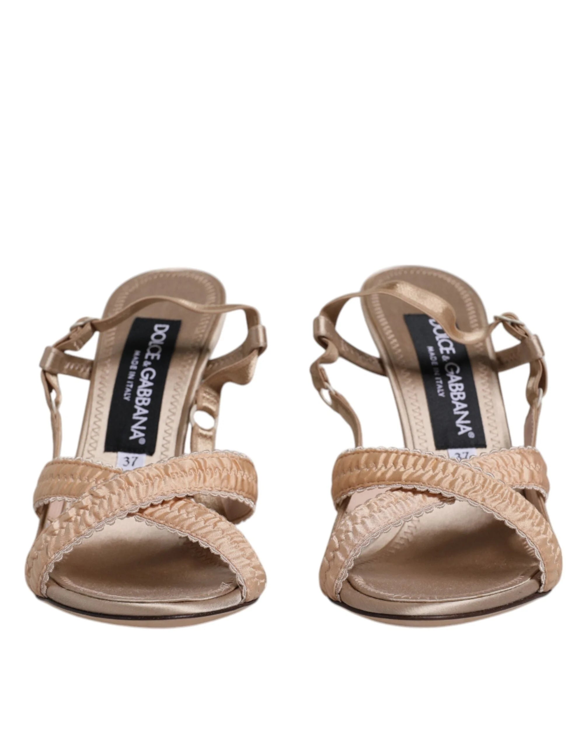Dolce & Gabbana Beige Keira Slingback Heels Sandals Shoes - EU37/US7 - Sandals