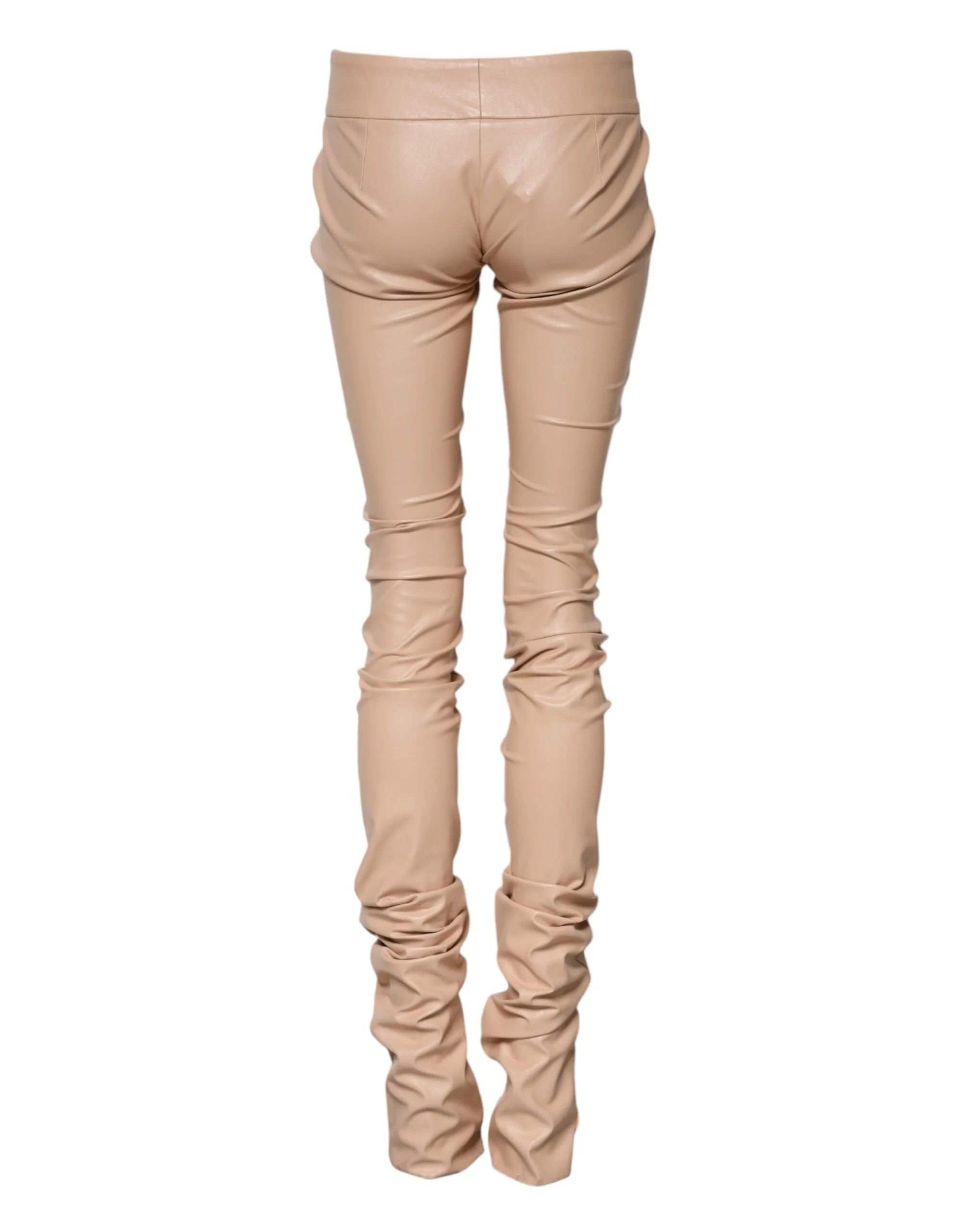 Dolce & Gabbana Beige Lace Details Mid Waist Skinny Pants - IT40|S - Trousers