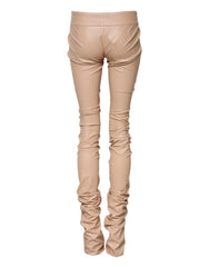 Dolce & Gabbana Beige Lace Details Mid Waist Skinny Pants - IT40|S - Trousers