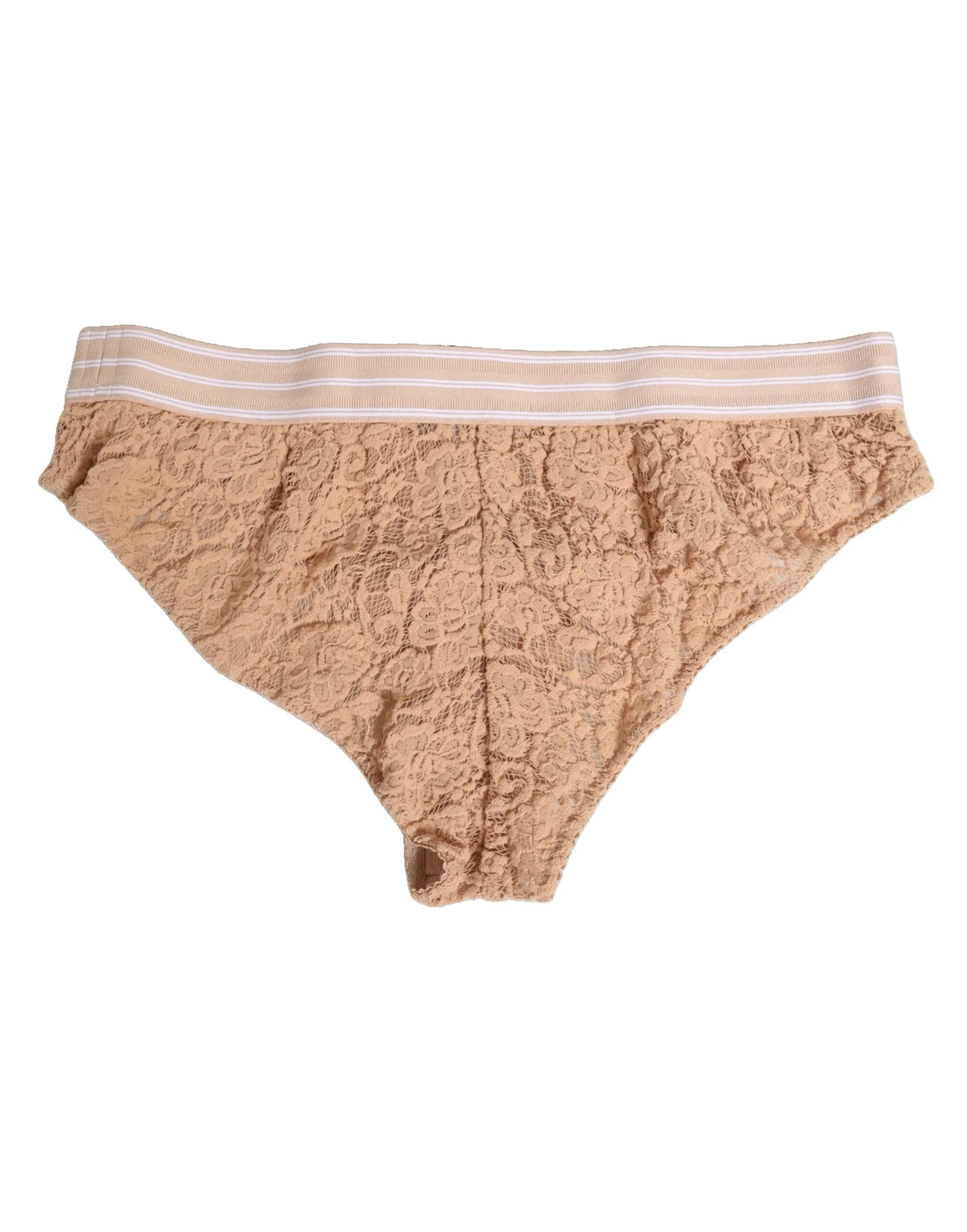 Dolce & Gabbana Beige Lace Nylon High Waist Panty Underwear - IT4 | L - Briefs