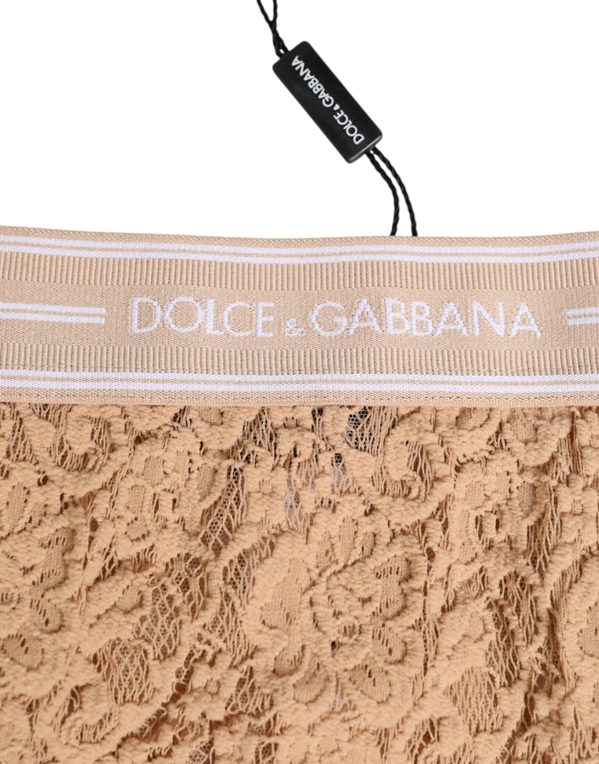 Dolce & Gabbana Beige Lace Nylon High Waist Panty Underwear - IT4 | L - Briefs