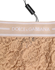 Dolce & Gabbana Beige Lace Nylon High Waist Panty Underwear - IT4 | L - Briefs