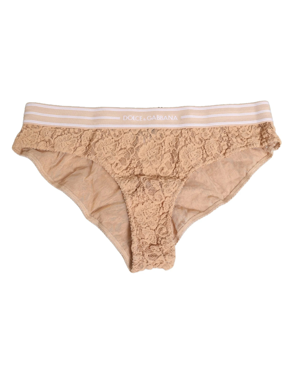 Dolce & Gabbana Beige Lace Nylon High Waist Panty Underwear - IT4 | L - Briefs