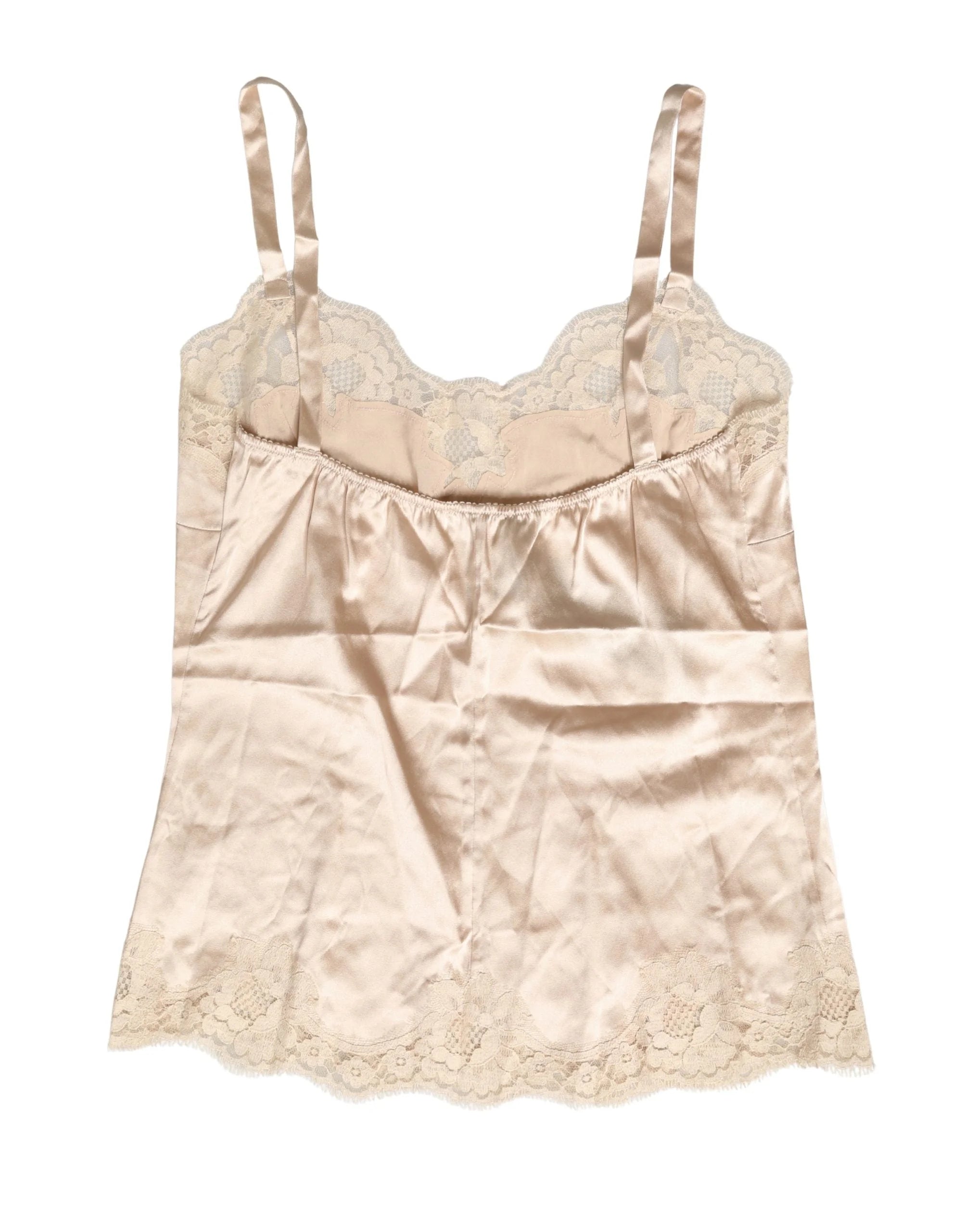 Dolce & Gabbana Pyjama en satin de soie et dentelle beige - IT3 | M