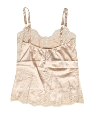 Dolce & Gabbana Pyjama en satin de soie et dentelle beige - IT3 | M