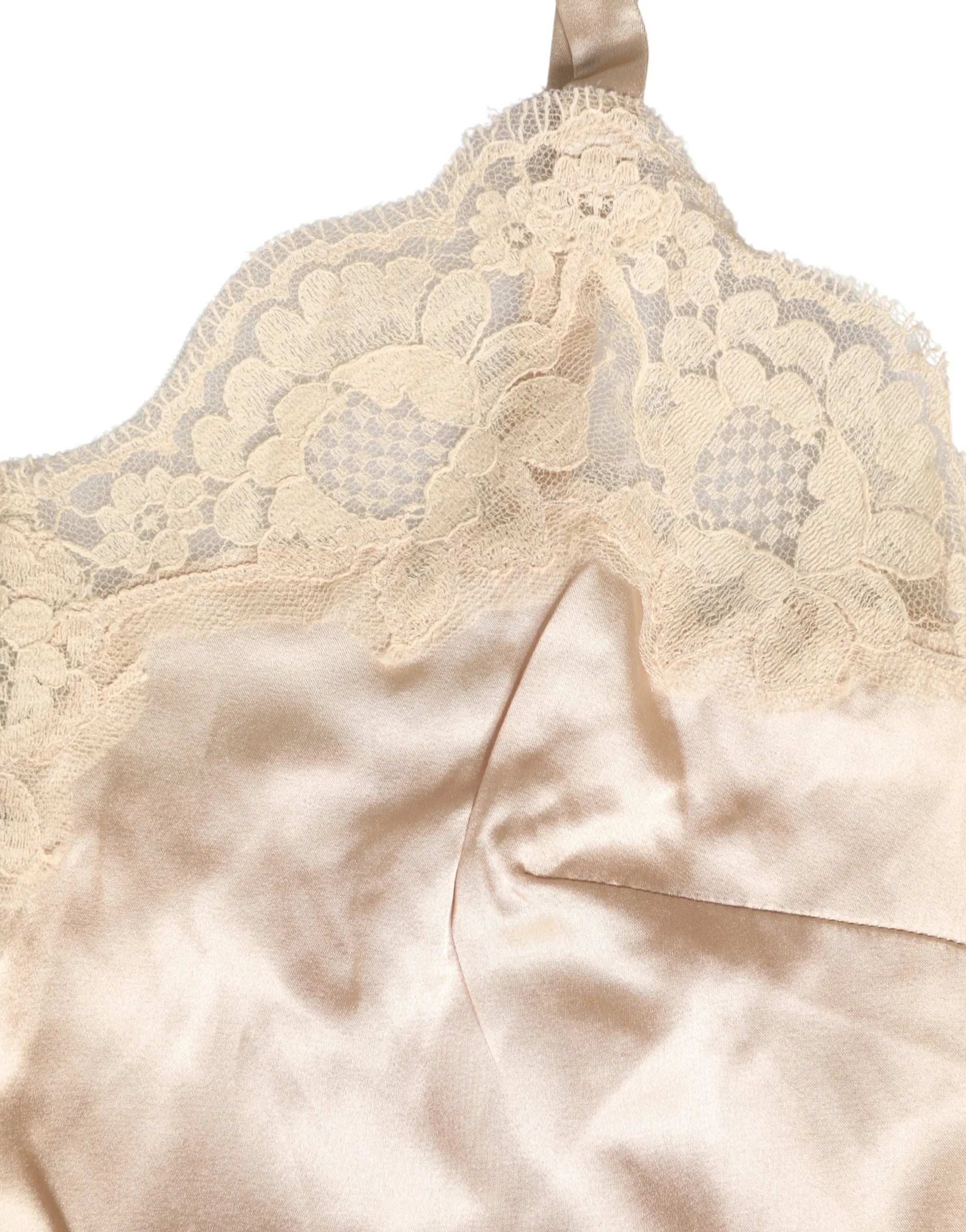 Dolce & Gabbana Pyjama en satin de soie et dentelle beige - IT3 | M