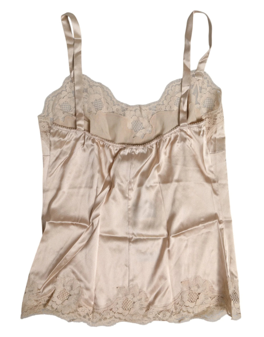 Dolce & Gabbana Beige Lace Silk Satin Tank Lingerie Underwear - Camisoles