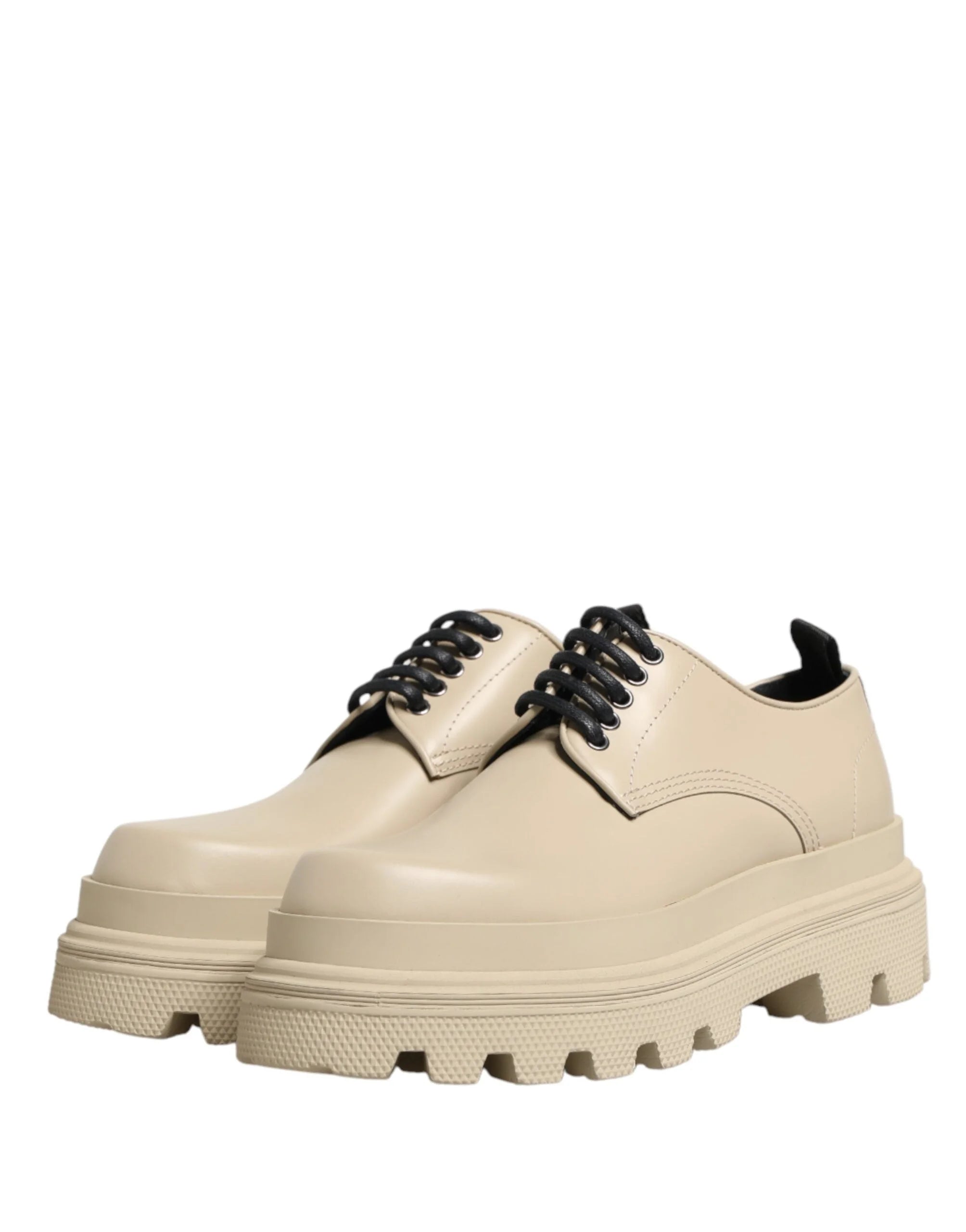 Dolce & Gabbana Beige Lace Up Trekking Derby Men Dress Shoes - EU44/US11