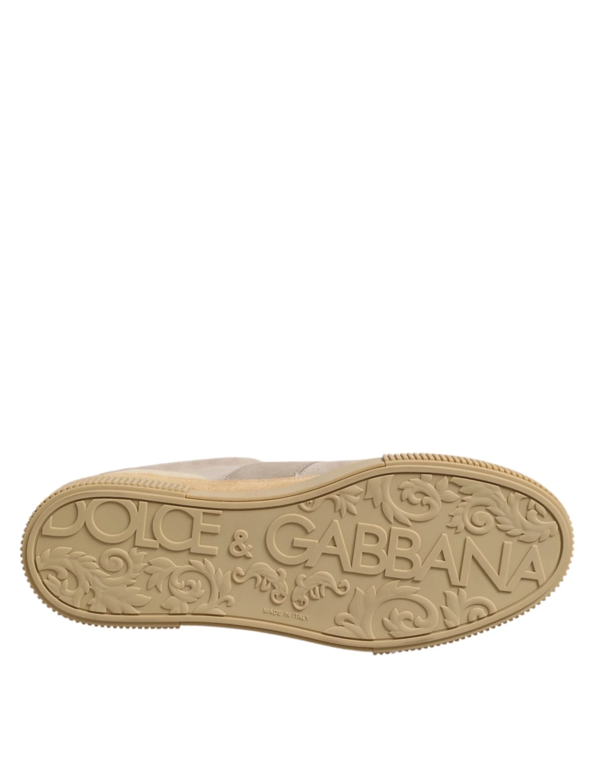 Dolce & Gabbana Beige Leather Low Top Lace Up Sneakers Shoes - EU46/US13 - Sneakers