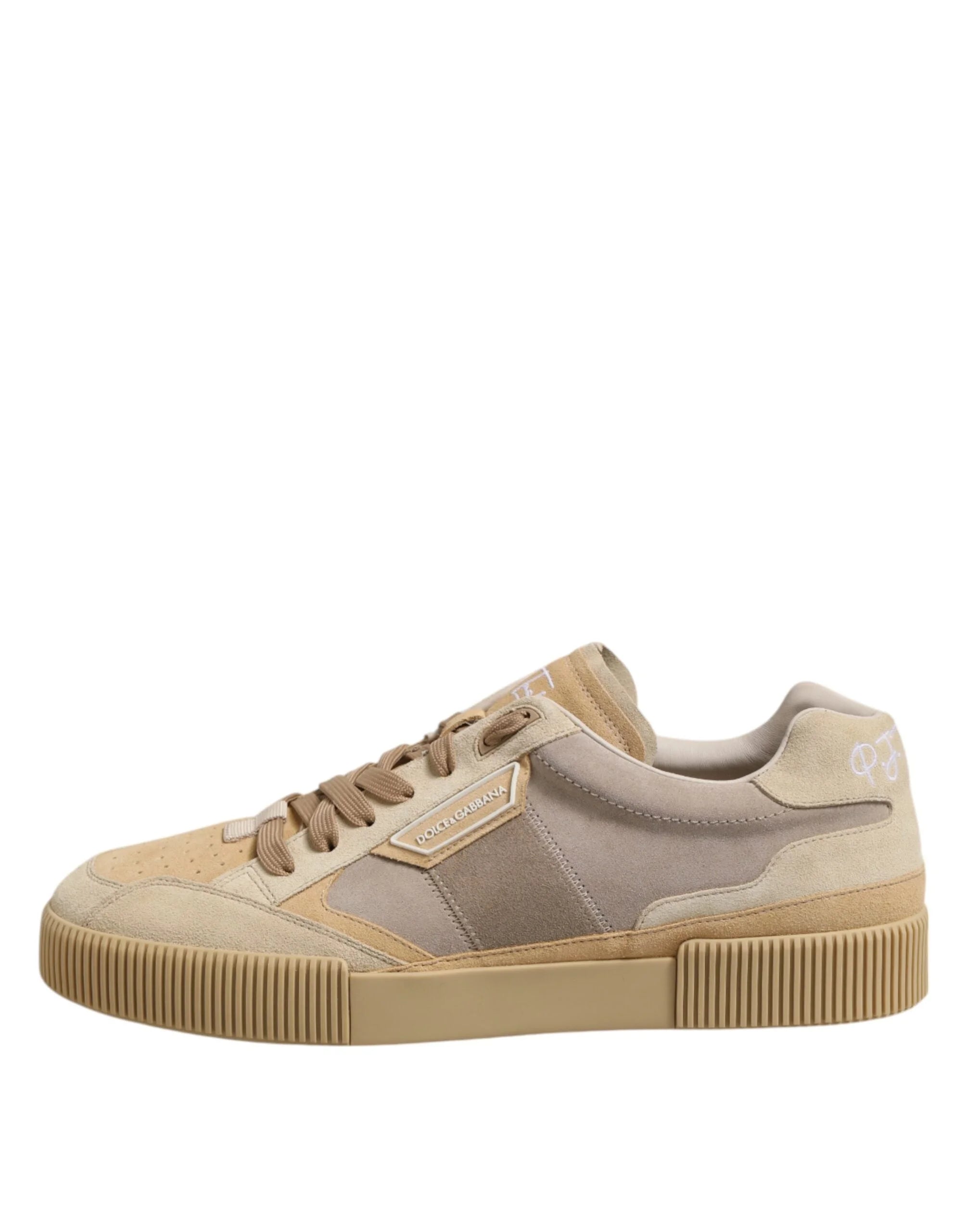 Dolce & Gabbana Beige Leather Low Top Lace Up Sneakers Shoes - EU46/US13 - Sneakers