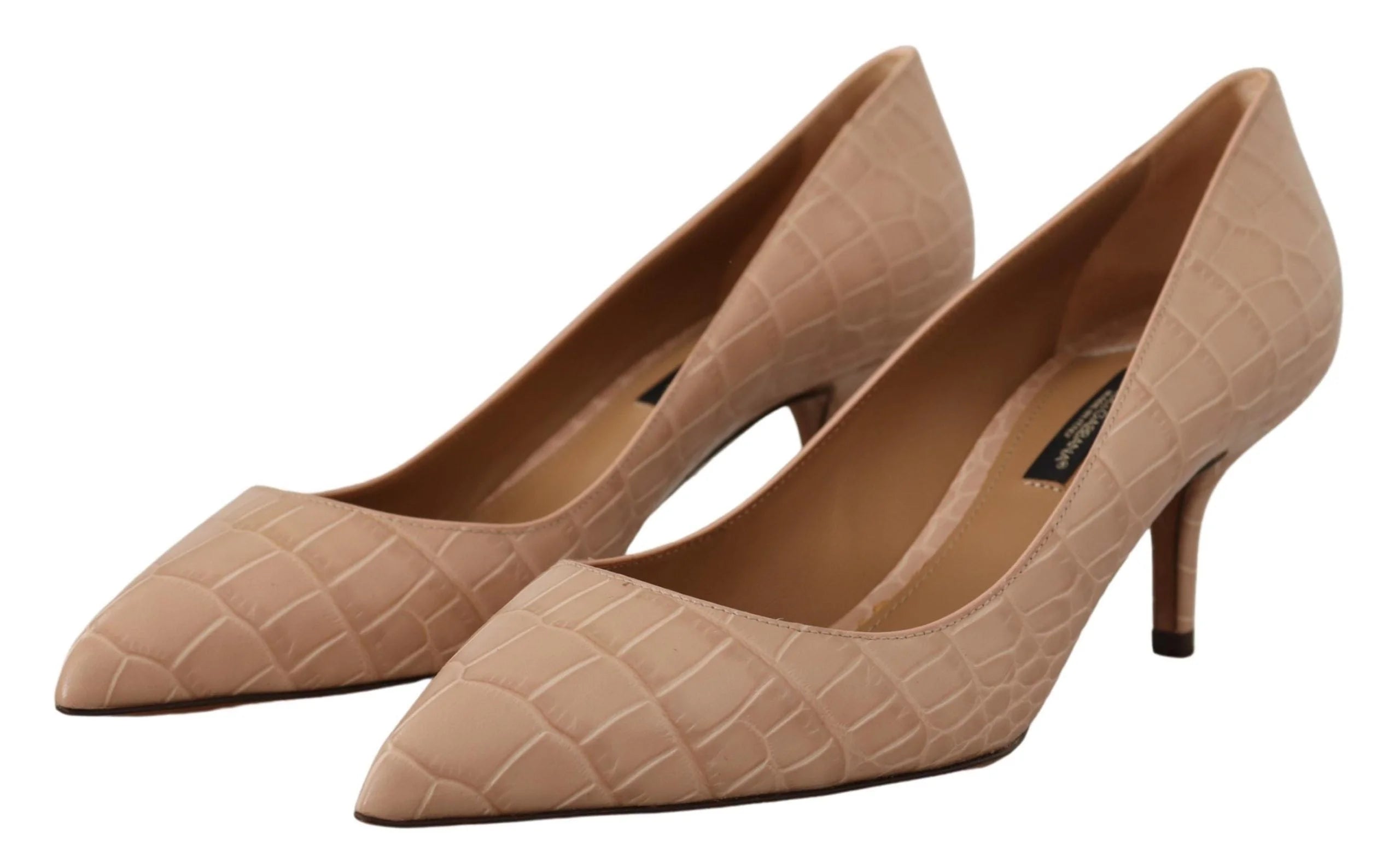 Dolce & Gabbana Beige Leather Pointed Heels Pumps Shoes - EU36.5/US6 - Heels