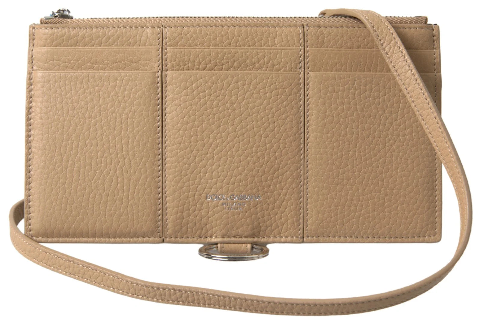 Dolce & Gabbana Beige Leather Shoulder Cardholder Shoulder Strap Wallet - Cross Body Bags