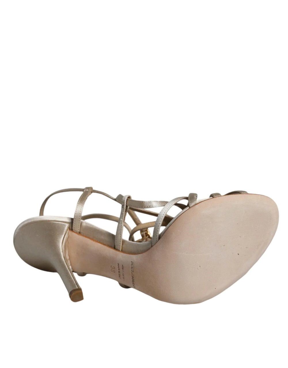 Dolce & Gabbana Beige Leather Stiletto Heels Sandals Shoes - Sandals