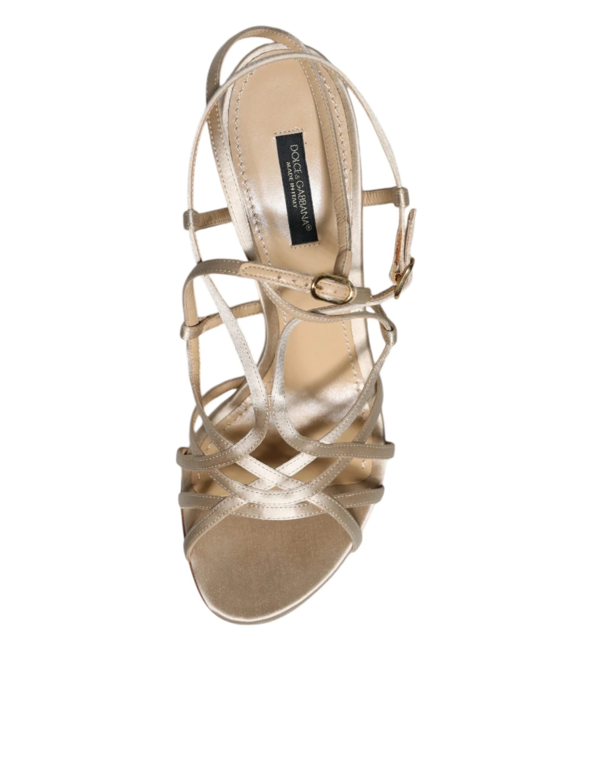 Dolce & Gabbana Beige Leather Stiletto Heels Sandals Shoes - Sandals