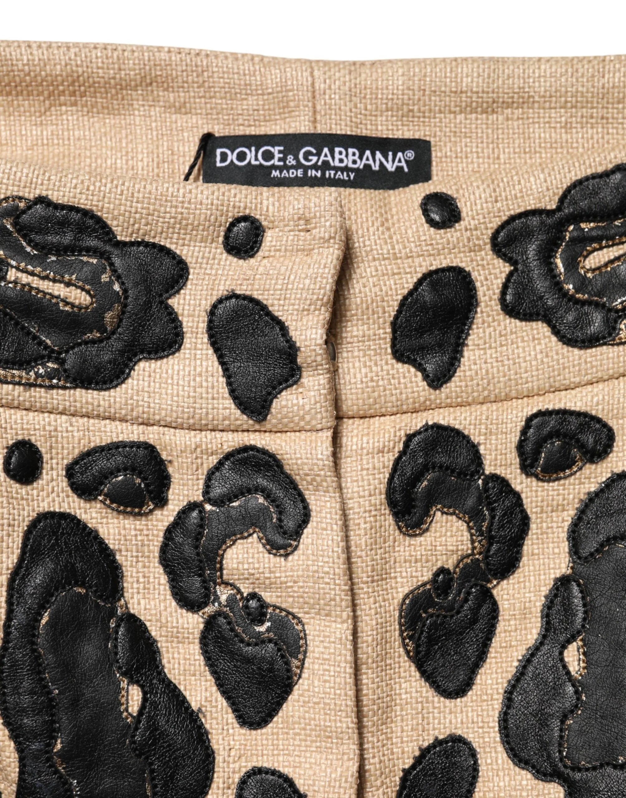 Dolce & Gabbana Beige Leopard Nylon Bermuda Mini Shorts - IT40|S
