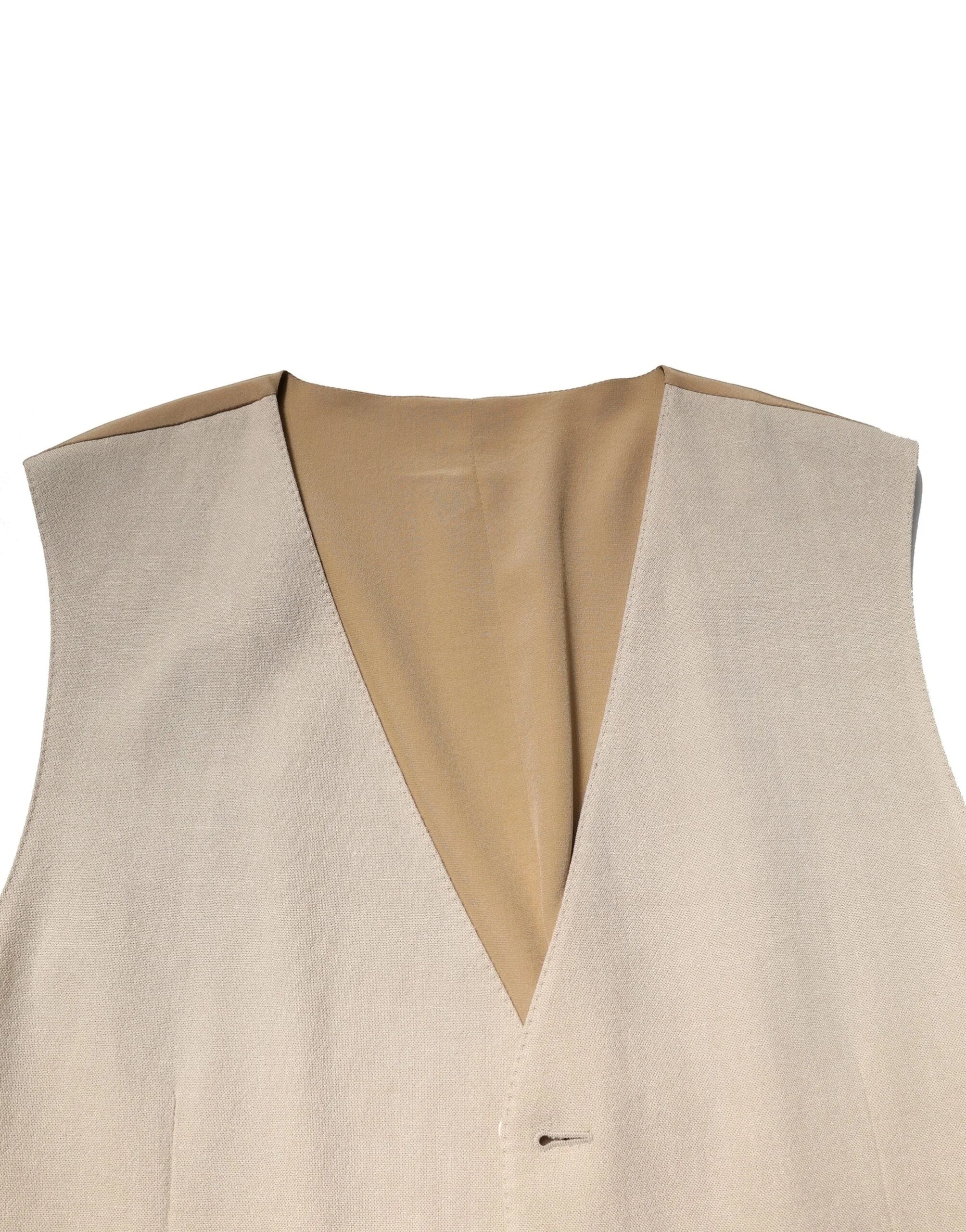 Dolce & Gabbana Beige Linen Dress Formal Men Waistcoat Vest - IT50 | L - Vests