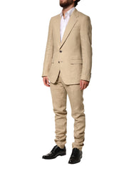 Dolce & Gabbana Beige Linen Single Breasted 2 Piece Suit - IT44 | XS