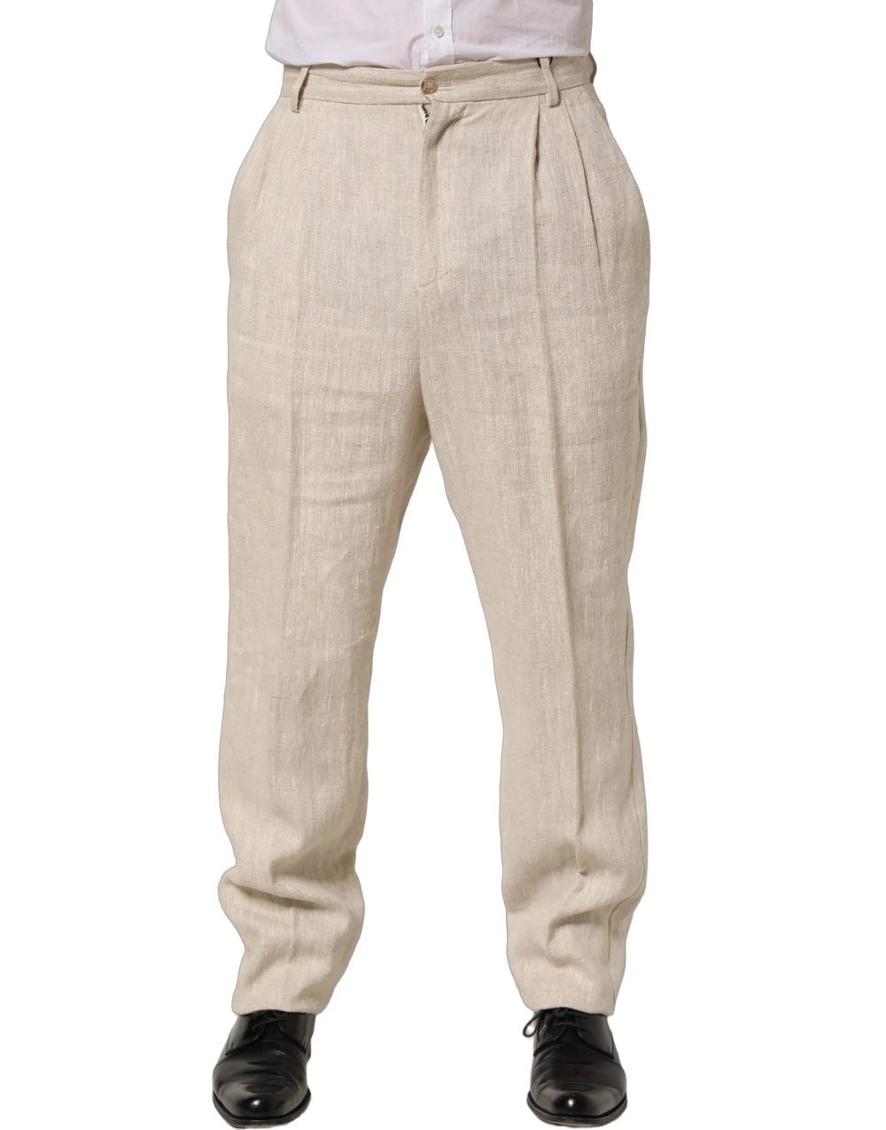 Dolce & Gabbana Beige Linen Tapered Men Dress Trouser Pants - IT48 | M