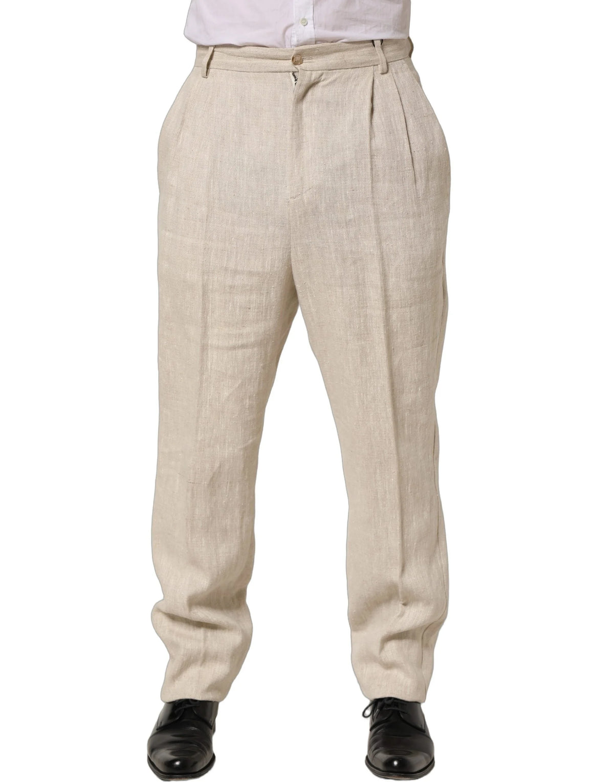 Dolce & Gabbana Beige Linen Tapered Men Dress Trouser Pants - IT48 | M