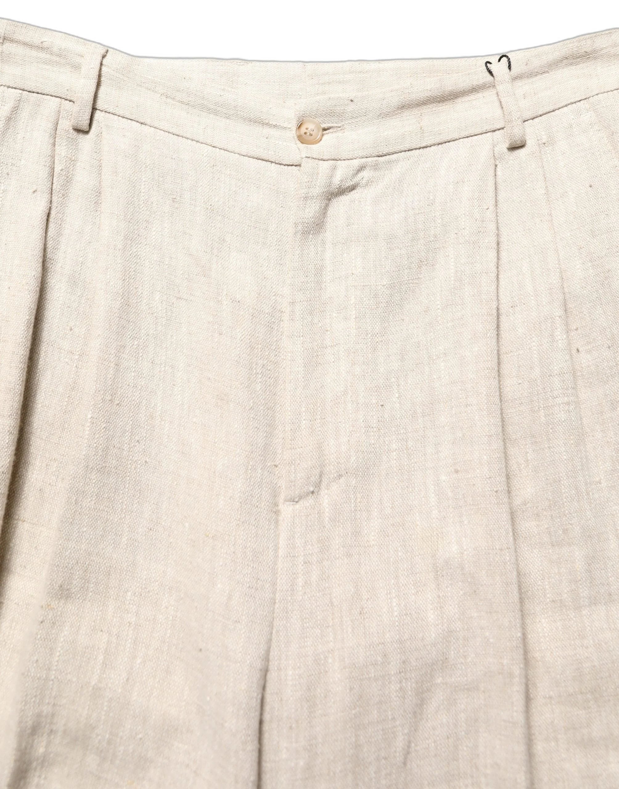 Dolce & Gabbana Beige Linen Tapered Men Dress Trouser Pants - IT48 | M