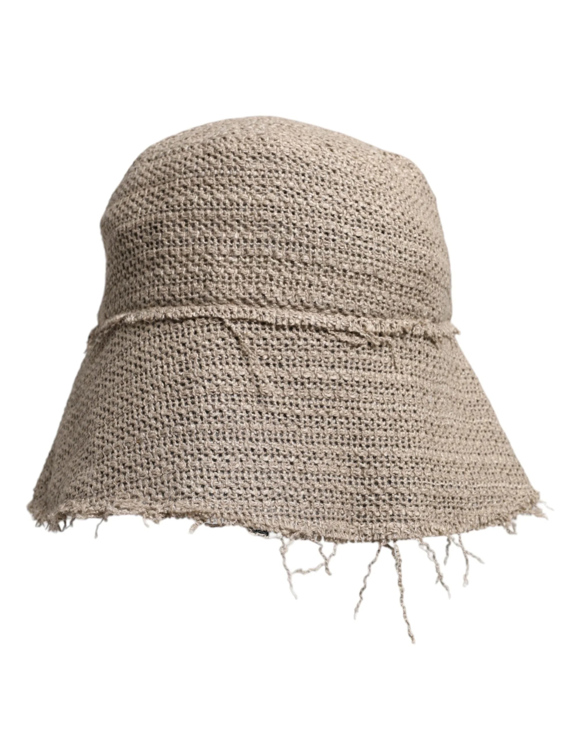 Dolce & Gabbana Beige Linen Wide Brim Bucket Hat - 58 cm|M - Bucket Hats