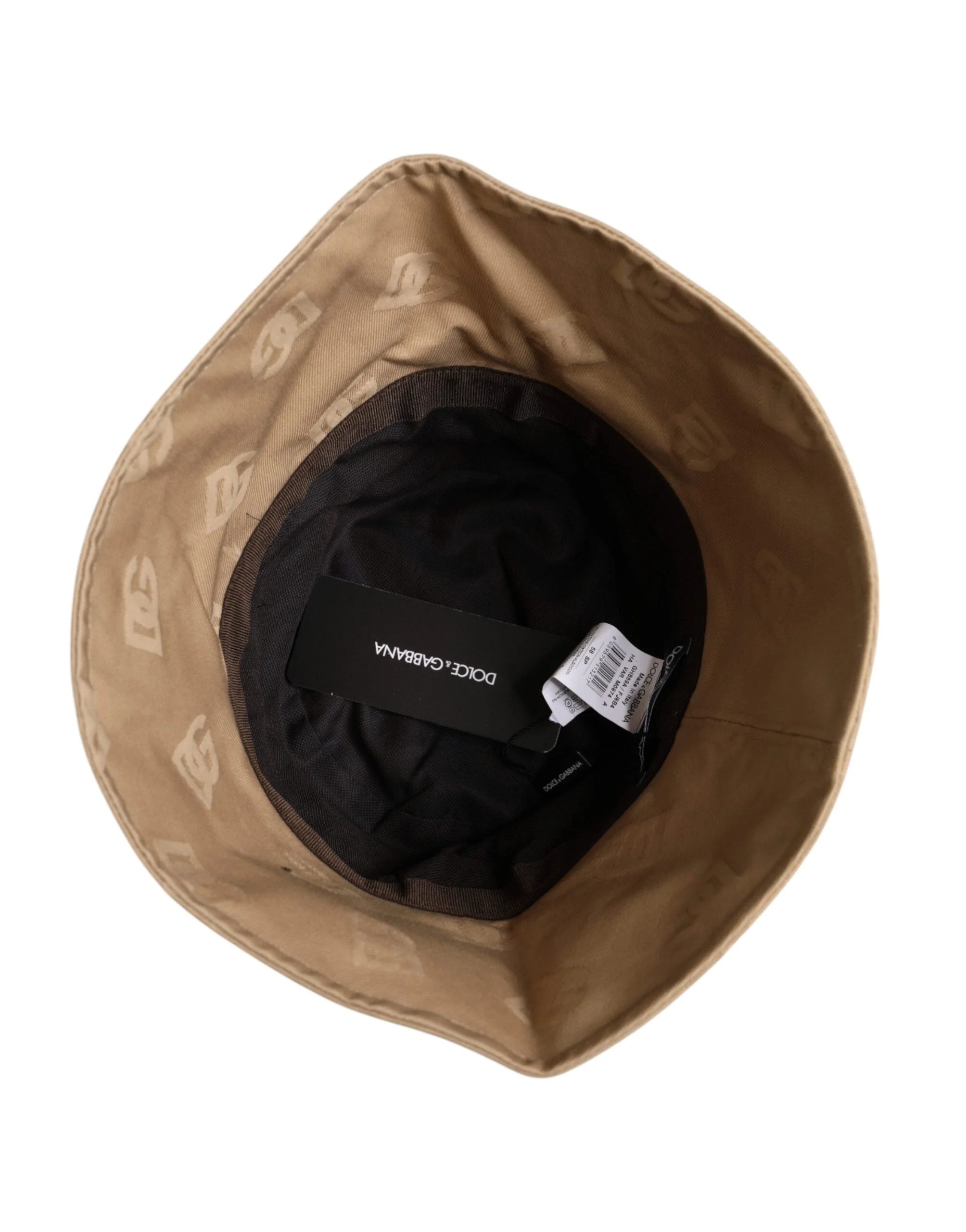 Dolce & Gabbana Beige Logo Monogram Cotton Bucket Cap - 58 cm|M