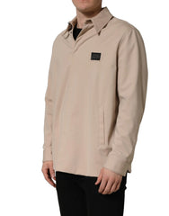 Dolce & Gabbana Beige Logo Overshirt Cotton Men Casual Shirt - IT43 | 2XL