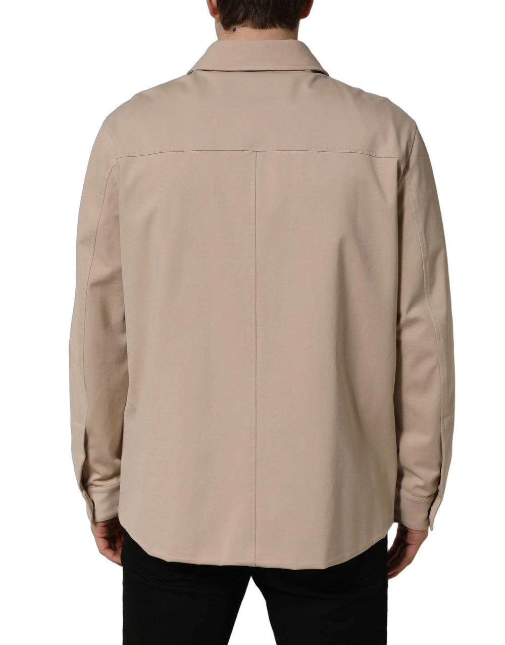 Dolce & Gabbana Beige Logo Overshirt Cotton Men Casual Shirt - IT43 | 2XL
