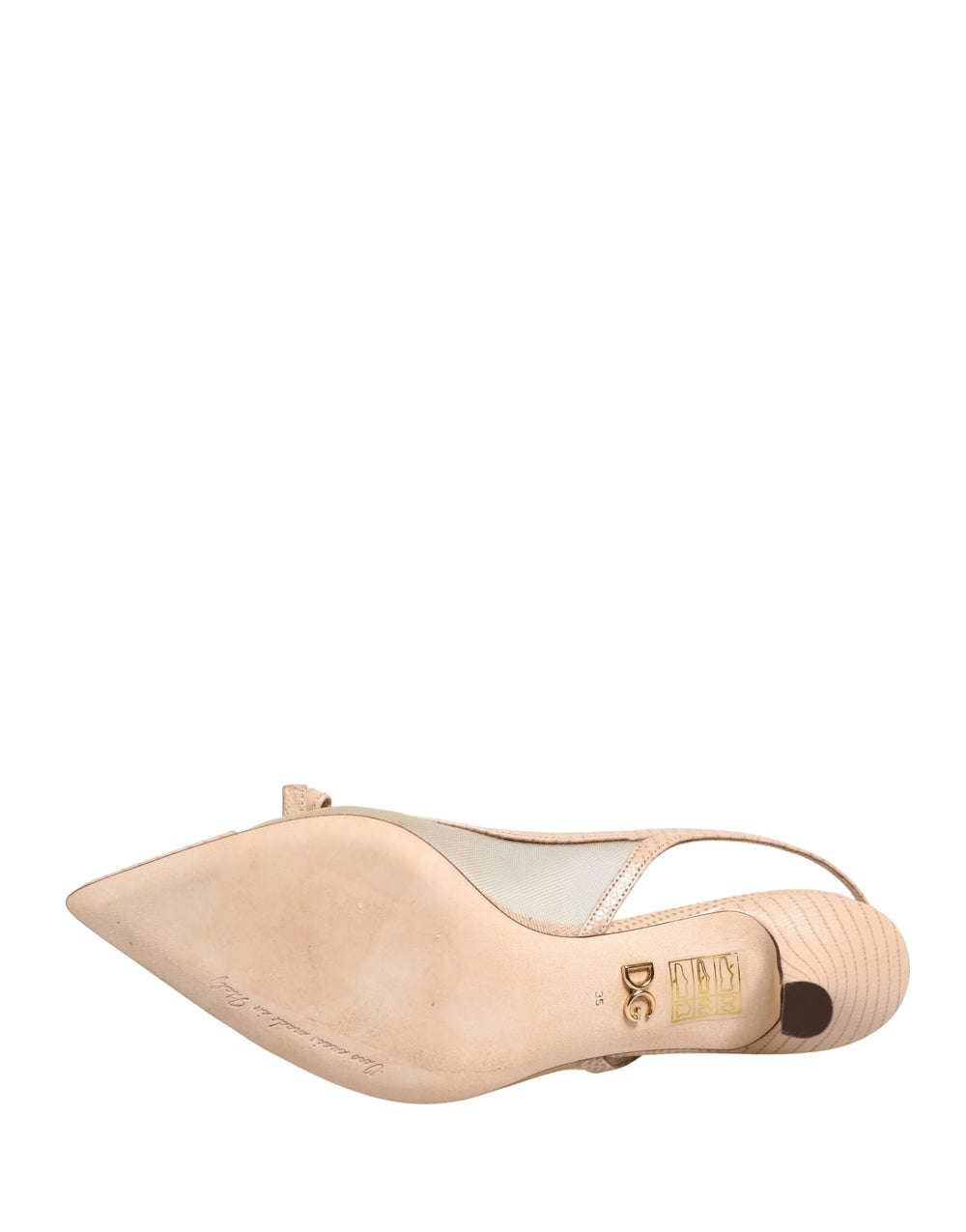 Dolce & Gabbana Beige Lori Mesh Leather Slingback Sandals Shoes - EU35/US4.5