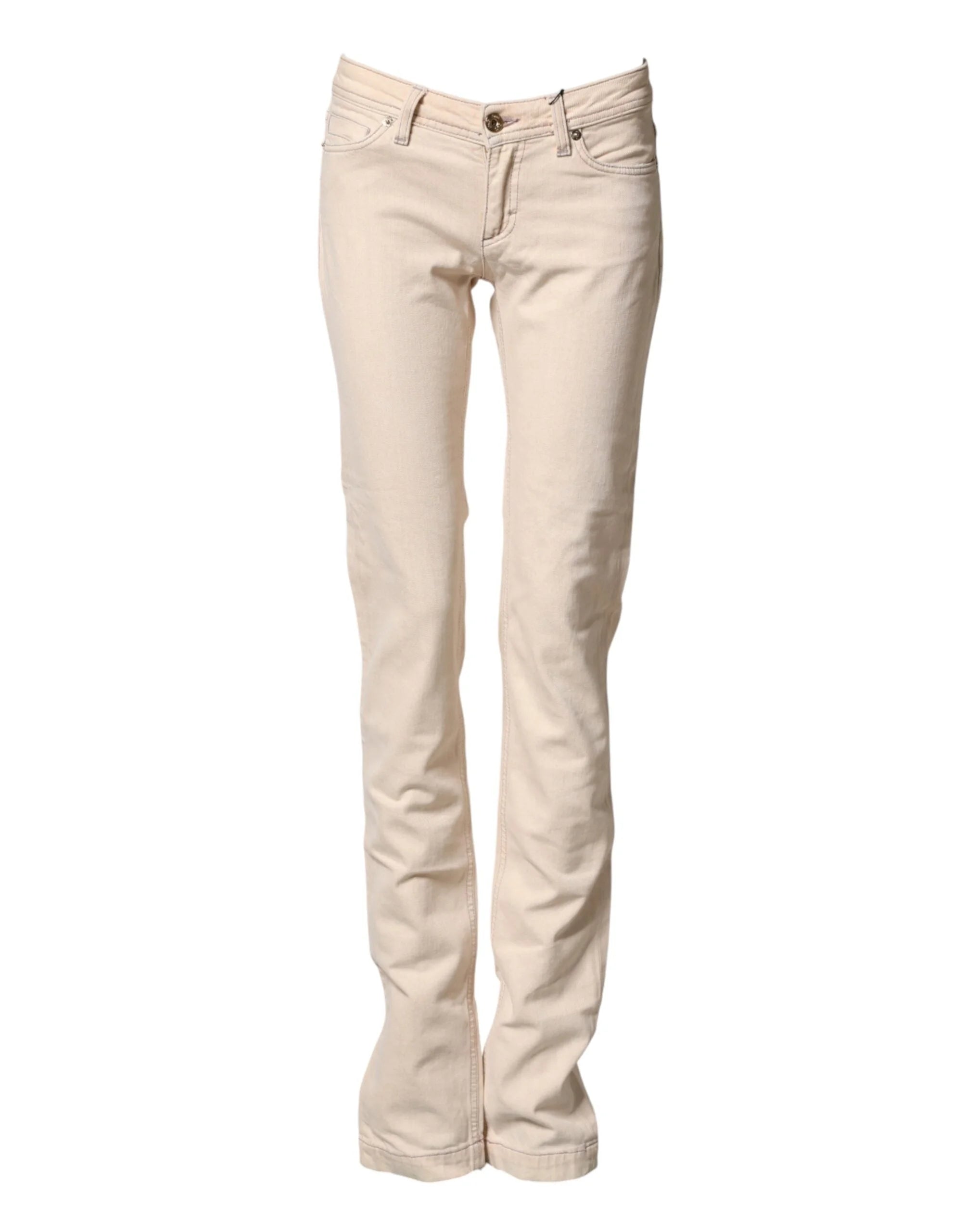 Dolce & Gabbana Beige Low Waist Cotton Slim Fit Denim Trousers Jeans - W25