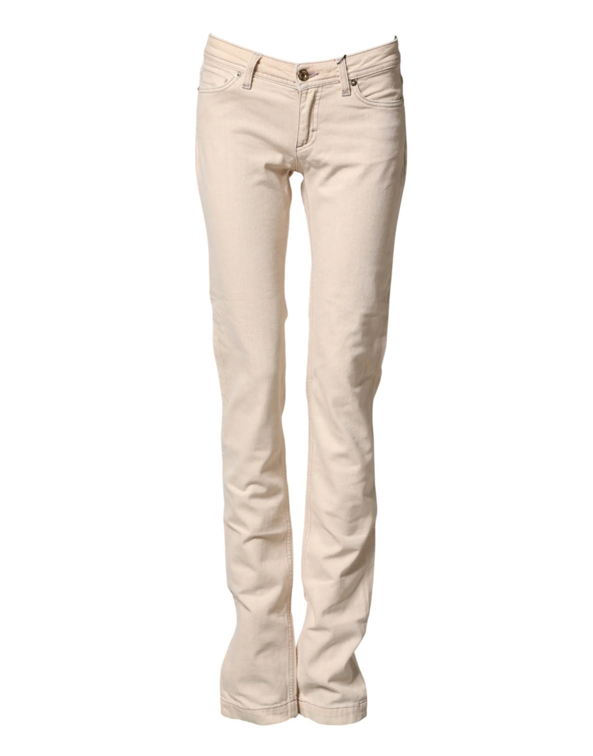 Dolce & Gabbana Beige Low Waist Cotton Slim Fit Denim Trousers Jeans - W25