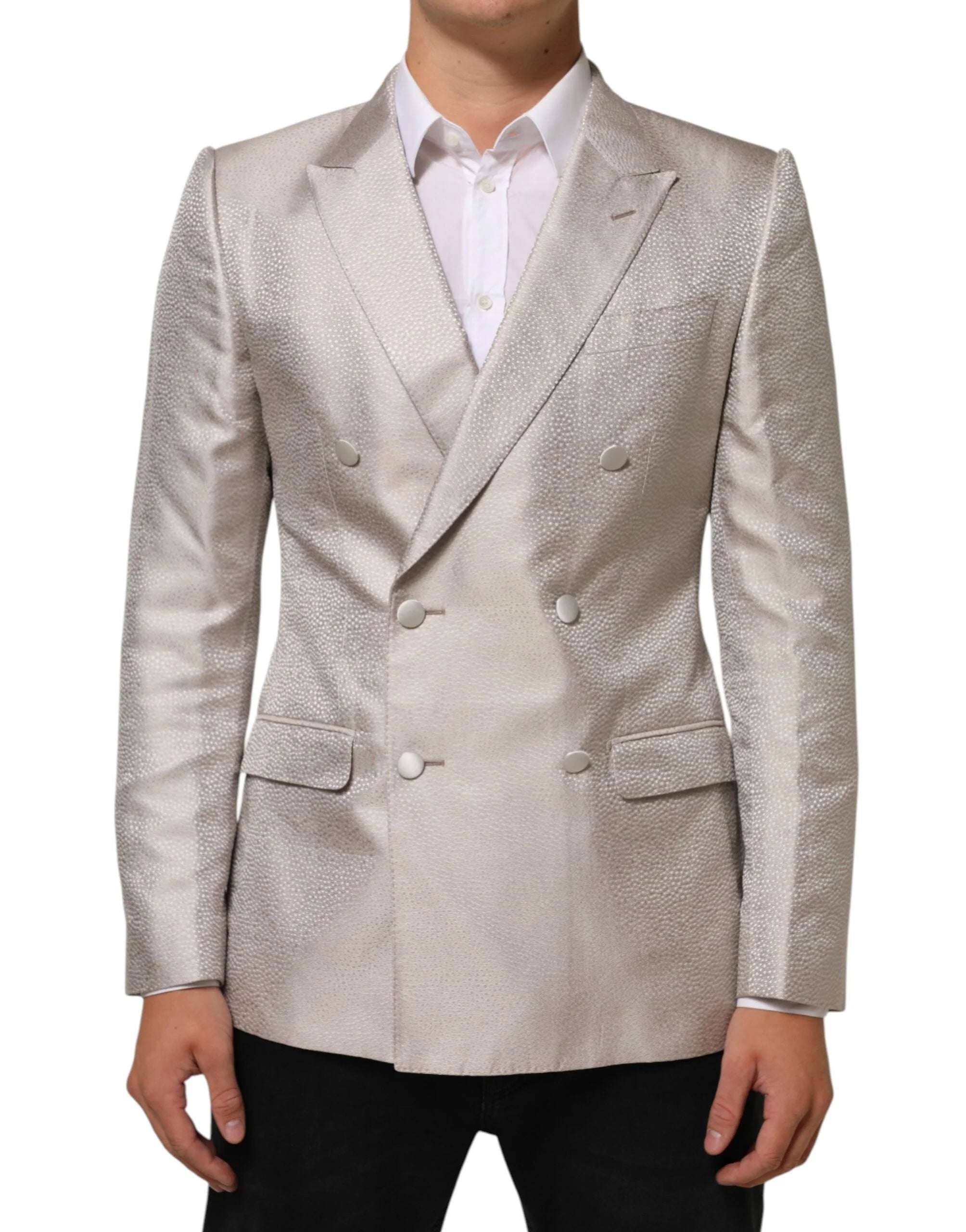 Dolce & Gabbana Beige MARTINI Double-Breasted Suit Blazer - IT48 | M - Sport Jackets