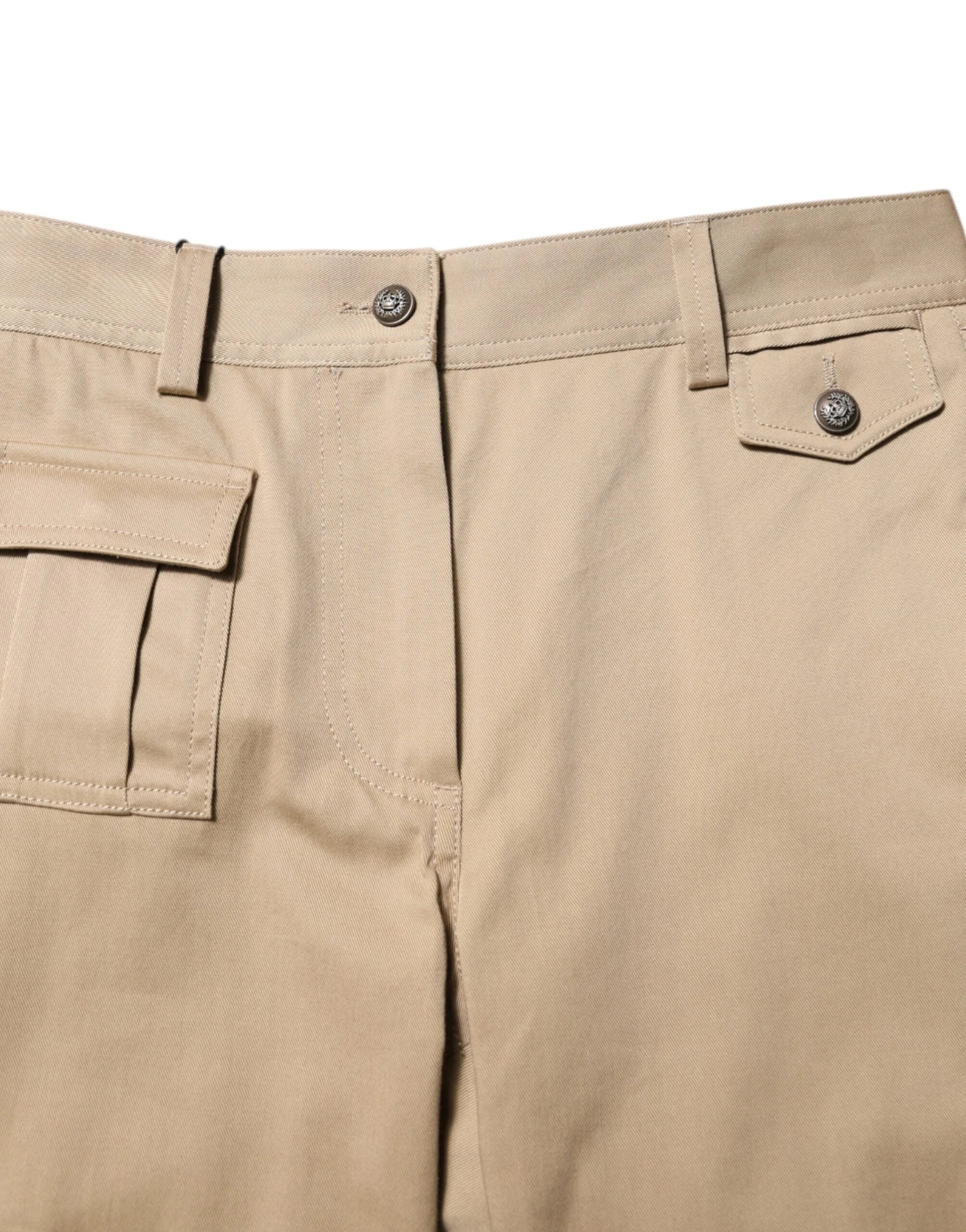 Dolce & Gabbana Beige Mid Waist Cargo Tapered Pants - IT38 | XS - Cargo Pants