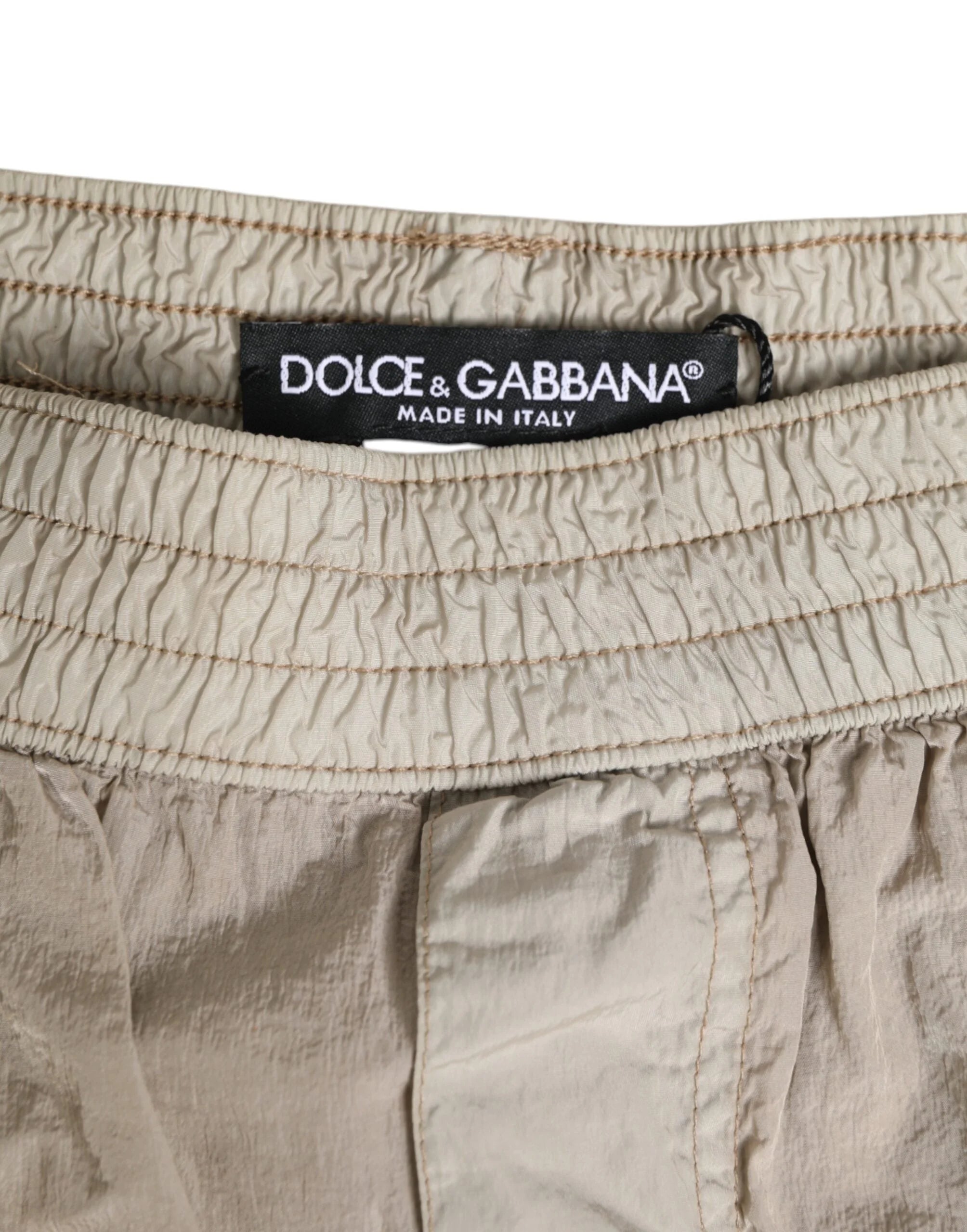 Dolce & Gabbana Beige Nylon Beachwear Men Boxer Short Swimwear - IT4 | S - Swim Boxers