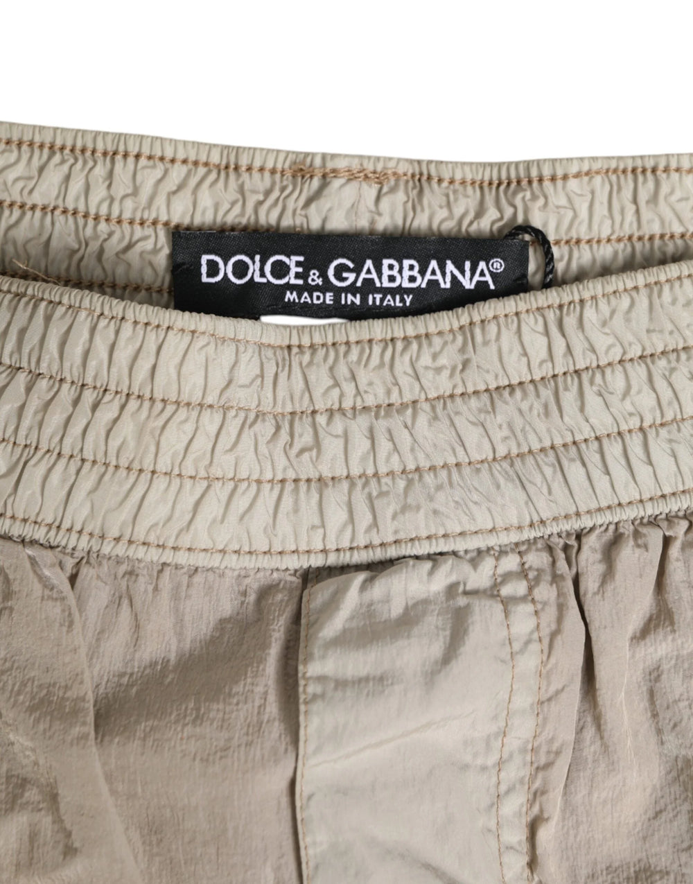 Dolce & Gabbana Beige Nylon Beachwear Men Boxer Short Swimwear - IT4 | S - Swim Boxers