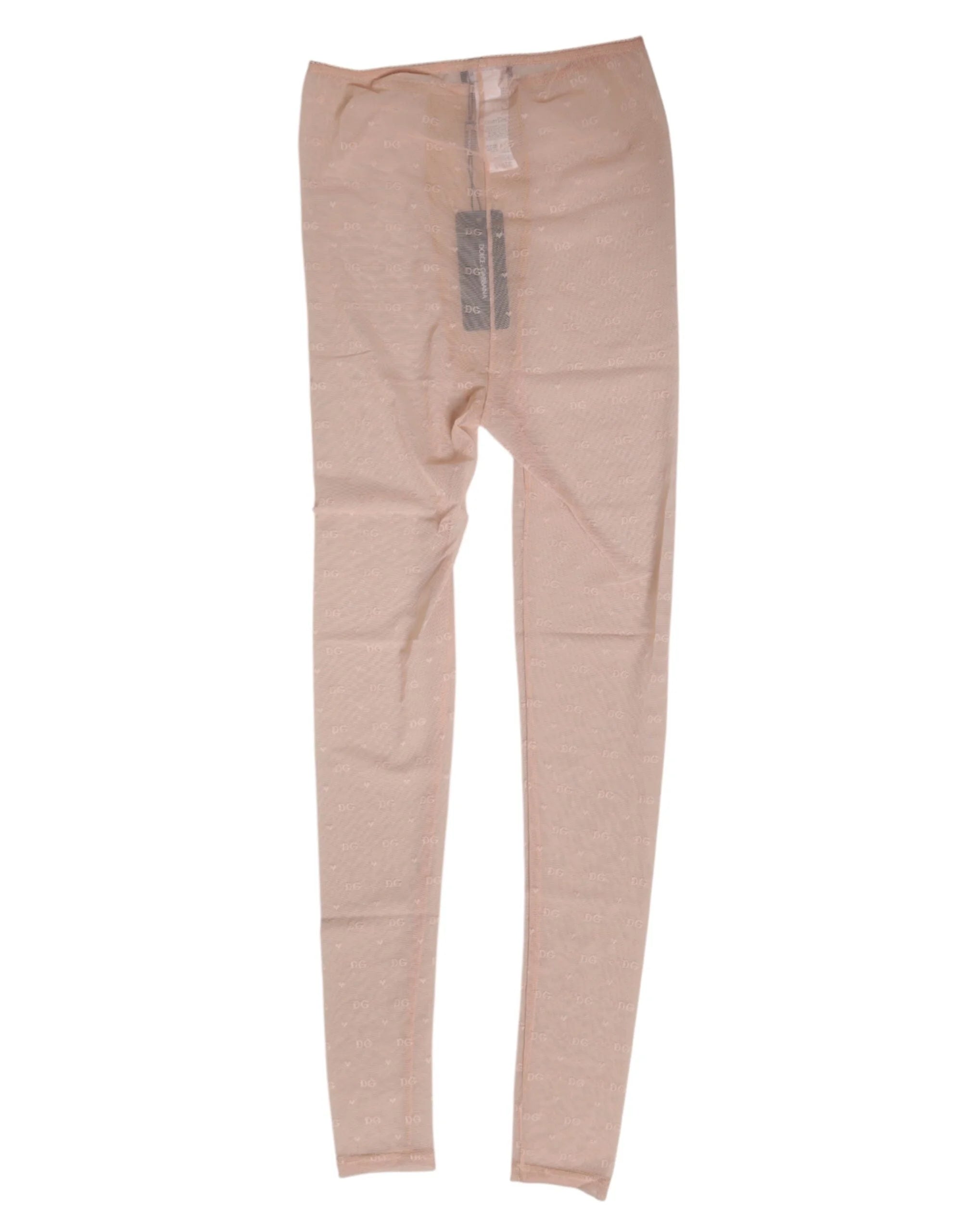 Dolce & Gabbana Beige Nylon Logo Lace Leggings Pants Underwear - IT2 | S - Women’s Underpants